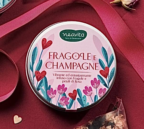 tiny tin con infuso fragole e champagne - Neavita