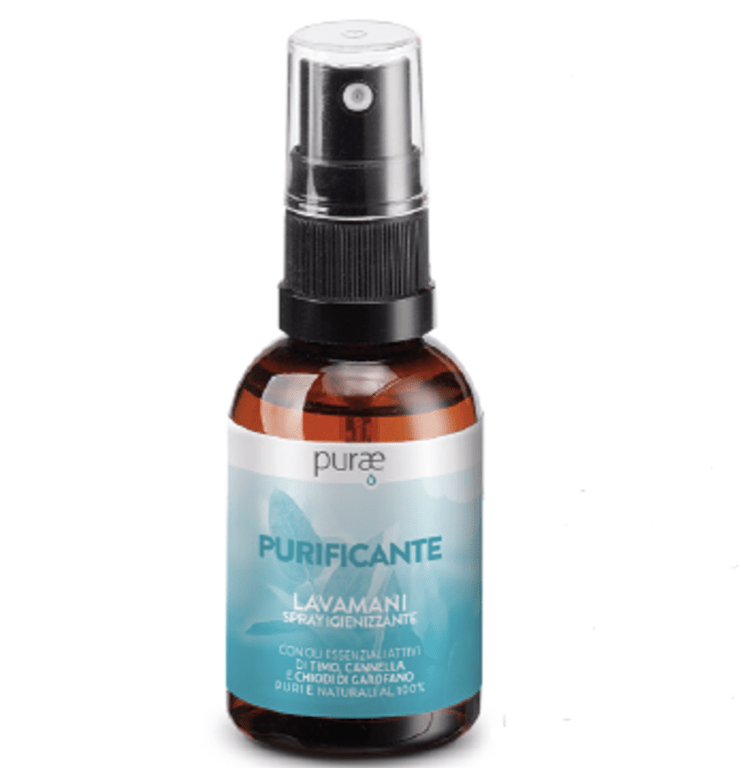 Lavamani Spray Igienizzante Timo-Cannella 50 ml con Oli Essenziali - Purae